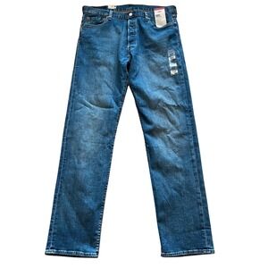 Levis 501 Original Mens Jeans 36x34 Blue Straight Leg Advance Stretch 00501-3333
